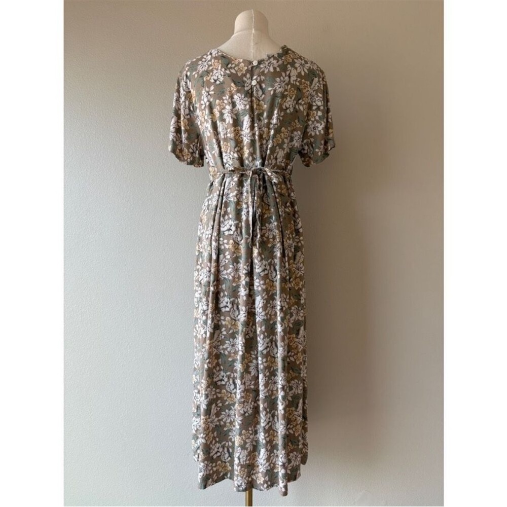 Oh! Mamma 90s green & beige floral maxi dress - Picture 5 of 7